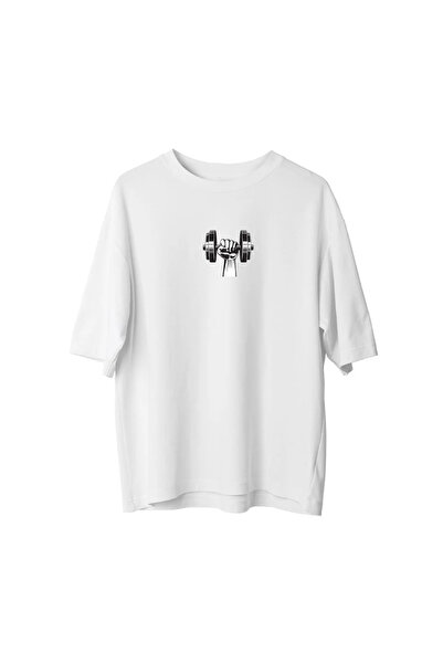 Koklonmoda Plus Size Unisex Dumbbell Printed Oversize T-Shirt