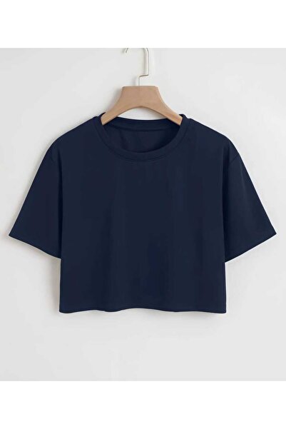 Rain Life Vengeance Unprinted Oversize Navy Crop T-Shirt