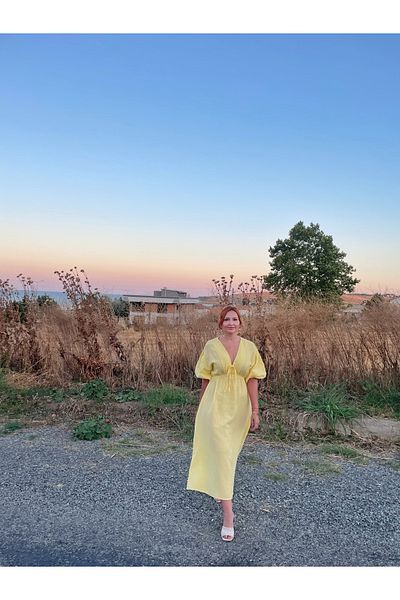 Tumtum Wear Butter Yellow Muslin Bow Detailed Dress