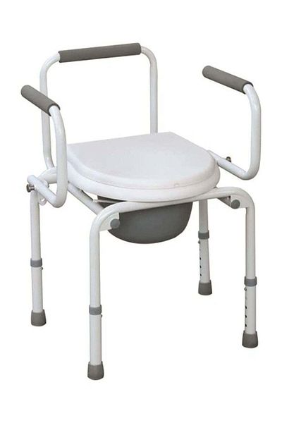 unbranded Steel Commode Chair with Adjustable Height, Backrest, and Armrest for Seniors