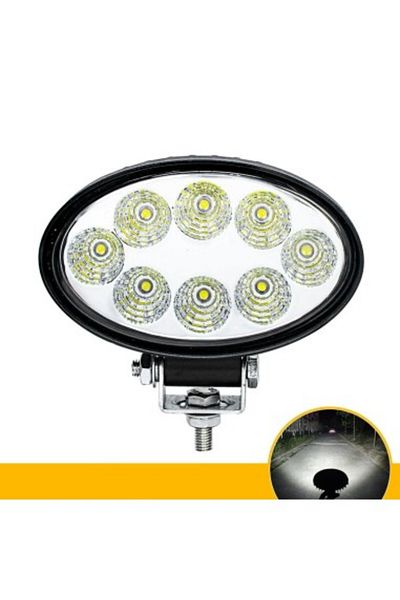 Xenon Bright LED Auto Offroad Projector Oval 24W/12V-24V, 1800 Lumens, Flood Beam 90 degrees