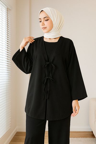ZUZUQO Tie Front Kimono Tunic
