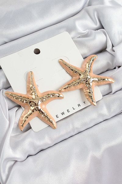 Avantaj Kapıda ®   Brass Cream Starfish Model Vintage Women's Earrings