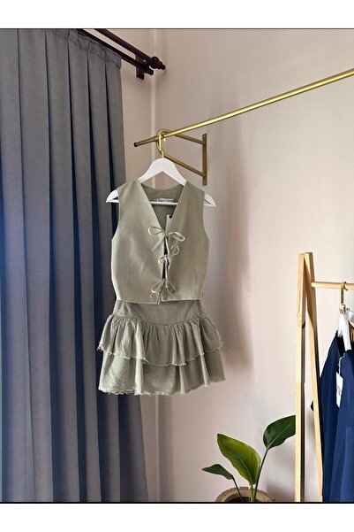 Store KETEN KOLSUZ YELEK ÖNÜ BAĞLAMALI