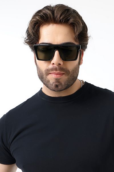 Lozzo Men's Unibody Polarized Black Sunglasses 23020 C2 P