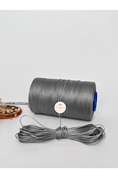 Düğüm Hobi Atölyesi 1 mm Açık Gri 1 metre Saraç Mumlu İp Bileklik Halhal Koly...