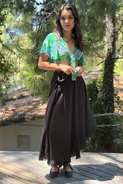 Miss Boheme بلوزة خضراء منقوشة