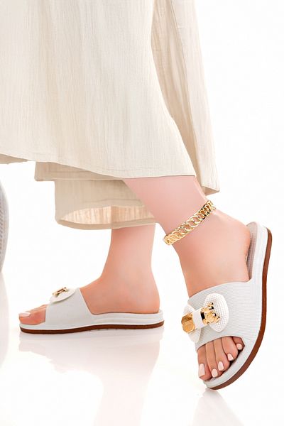 Modafırsat Women's Slippers White Non-Slip Waterproof Stylish Home Out Beach Summer Daily Slippers