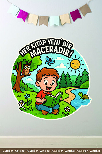 GSticker كل كتاب هو مغامرة جديدة ملصق حائط للمدرسة ورياض الأطفال وحضانة الأطف...