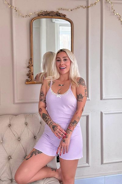 Pijamaevi Lilac Chic Comfort Lace Knitted Suspender Shorts Women's Pajama Set