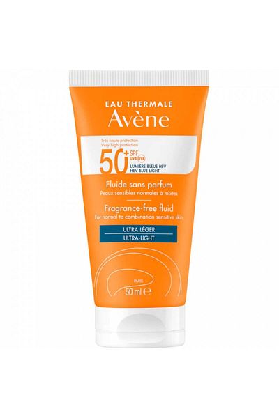 Avene Fluid de protecție solară pentru ten normal și mixt, fără parfum Avene SPF 50+ TRIASORB, 50 ml