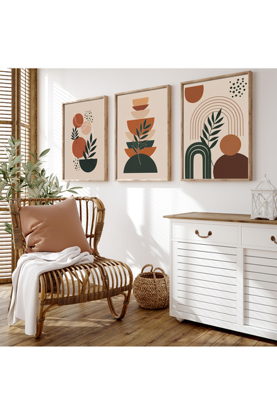 alphobitasarım Modern minimalist bohem sanatı - 3'lü tablo