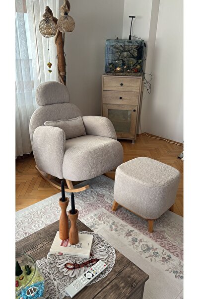 ÜNKAY Premium Sabit Başlıklı Sallanır Berjer & Emzirme Koltuğu ve Puf