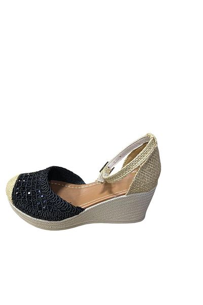 Shoes Sandale de vară din tricotaj din paie cu toc pană pentru damă