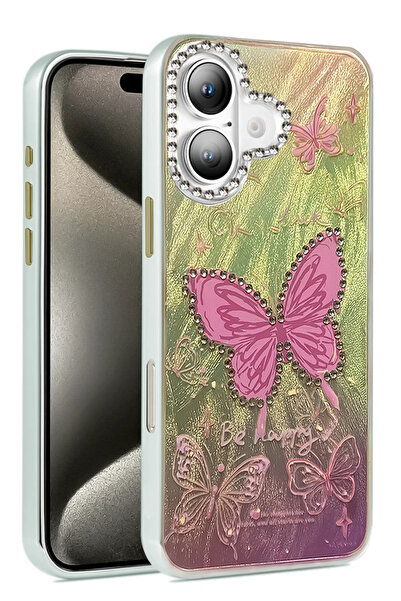 NewFace غطاء حماية لهاتف iPhone 16 - غطاء منقوش بمرآة - نمط 5 SPTGL