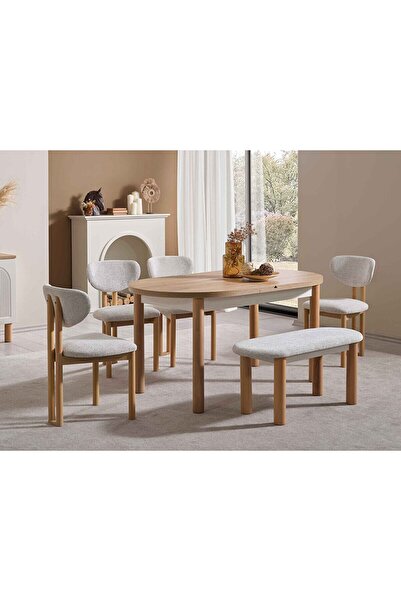 dekorazi Bohem Benchli Yemek Masa Takımı