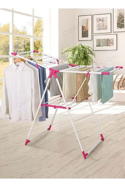 Generic Pink/White Clothes Drying Rack and Laundry Stand