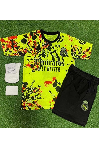 After Party REAL MADRİD JUDE BELLİNGHAM 2024/25 YENİ SEZON ÖZEL KONSEPT ÇOCUK FORMASI 4'LÜ SET (NEON vs atlet AG