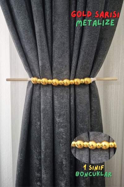 Armashine Metallized Bead Curtain Holder Tie - Gold Gold Metal Look Bead Back...