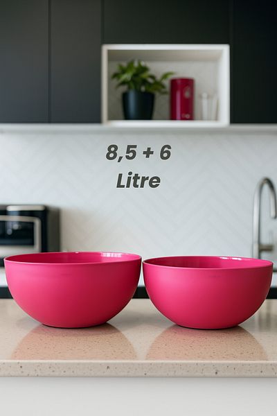 Melkan Home Large Size Round Bowl Set, Salad Bowl, Fruit Vegetable Bowl |   Bpa Free, Dough Basin, 2 Pieces