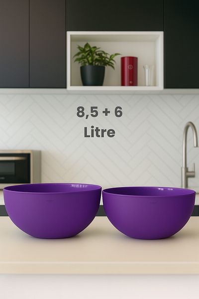 Melkan Home Large Size Round Bowl Set, Salad Bowl, Fruit Vegetable Bowl |   Bpa Free, Dough Basin, 2 Pieces
