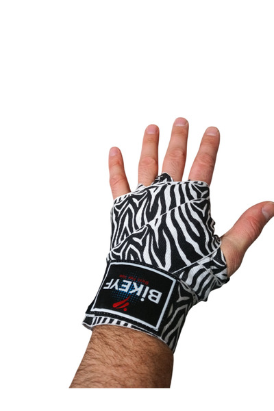 BİKEYF Zebra desen Baskılı Boks Bandajı, El Sargısı, Elastik Bandaj, Gifttoom...