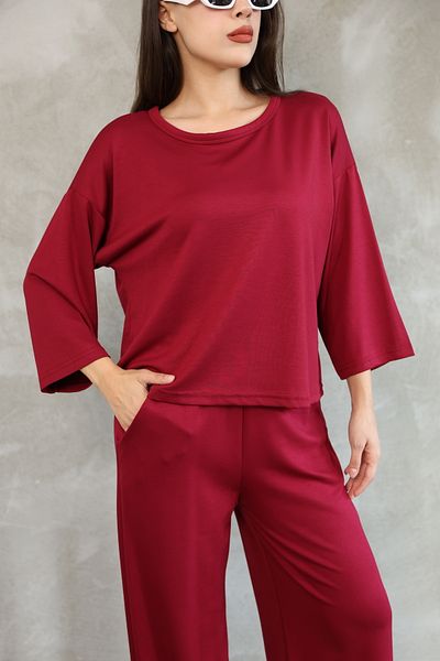 PONÇİK Women's Modal Tracksuit Set Soft Touche Short Sleeve Pocket Pants Set