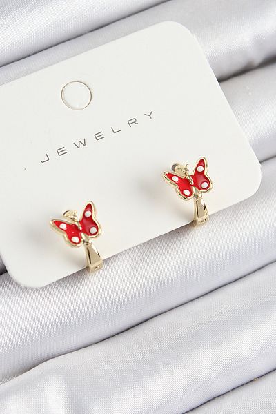 E BULURUM Brass Butterfly Model Gold Color Children's Earrings