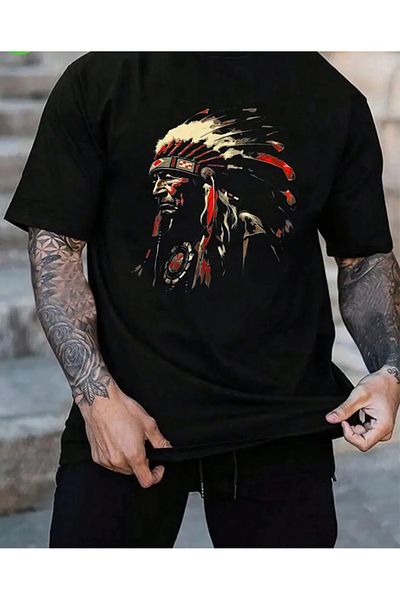 qubo sportswear & company Tricou negru cu mânecă scurtă, unisex, din bumbac, cu imprimeu supradimensionat