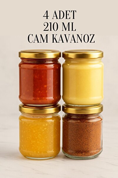 Tanemce 4 Adet 210 ml Metal Gold Altın Konserve Kapaklı Mama Yoğurt Saklama 2...