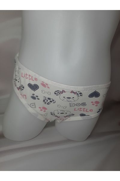 Butik White Patterned Heart Lycra Girl Comfortable Convenient Panties