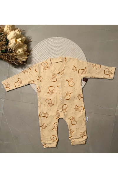 bellamombaby Dinazor Desenli Manşetli Tulum