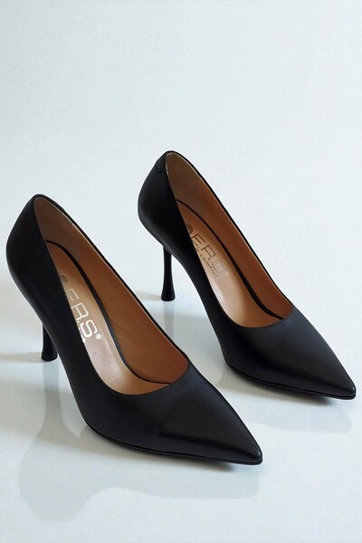 ERS Air Comfort حذاء نسائي من الجلد الطبيعي باللون الأسود - كعب رفيع 9 سم أني...