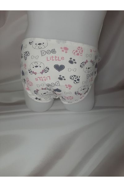 Butik White Patterned Heart Lycra Girl Comfortable Convenient Panties