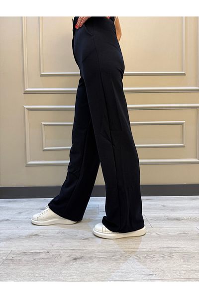 geenz manifacture Denisa Bleumarin, fără pliuri, cu velcro, Palazzo, talie înaltă, lycra, talie reglabilă, pantaloni largi