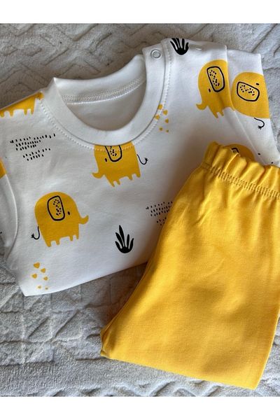 MixMax Bebe Baby Suit Long Sleeve Elephant Printed Unisex 95% Cotton