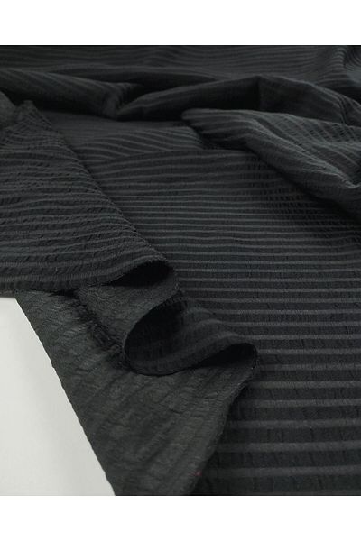 Kumaş Parça Thin Weaving with Enien Trransparent Line Transition in Black Color Width: 130 cm