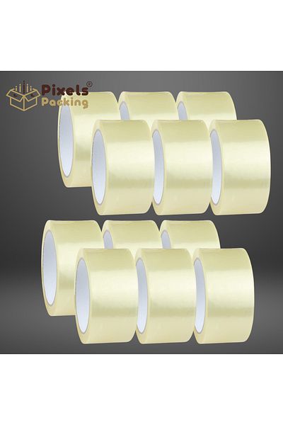 PixelsPacking PixelsPacking 12 Pack Clear Strong Adhesive Tape, 60 Yards Long, 2 Inch Wide, Ideal for Parcels, Moving, and Offices