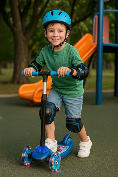 BRN Oyuncak سكوتر ثلاثي العجلات قابل للتعديل بارتفاع 3 عجلات مع فرامل وإضاءة ...