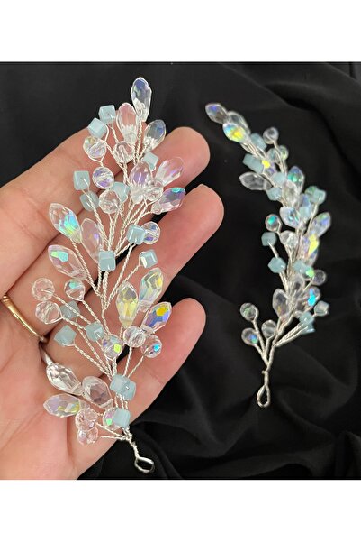 DesaAccessories Damla Kristal Taşlı İkili Nişan, Gelin Saç Aksesuarı