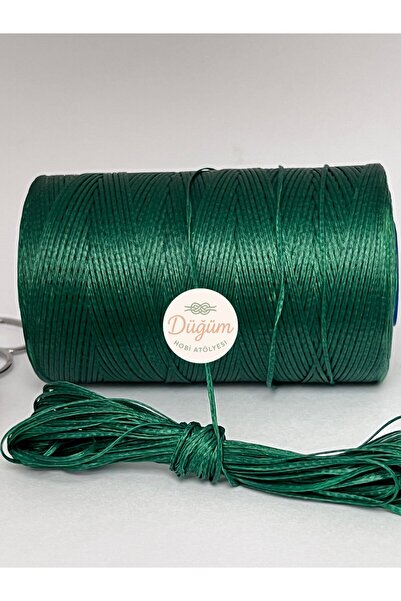 Düğüm Hobi Atölyesi 1 mm Koyu Yeşil 10 metre Saraç Mumlu İp (Bileklik Halhal ...