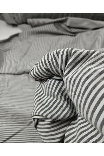 Kumaş Parça Ashy Navy Blue White Εγγραφικές Ρίγες Πλάτος: 150 cm