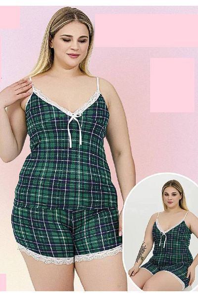 Wonder Girl Wonder Girl Battal Boy 2-Piece Set with Straps Shorts Plaid Check