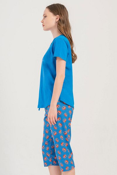 VİENETTA Cotton Women's Short Sleeve Capri Pajama Set, 409087
