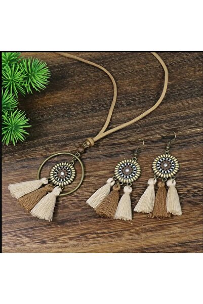 ORGANICYOU Yiwu 3 Pieces Retro Ethnic Style Women's Jewelry Set - Antique Bronze Round in Coffee Tone