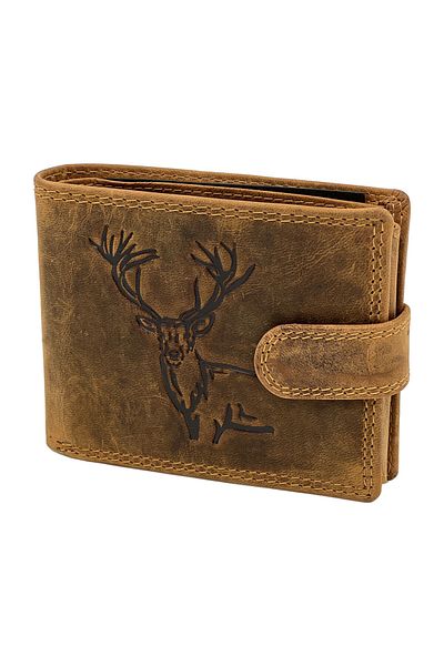 Micutz Men's Genuine Leather Wallet HUNTER, 9.5x12x2 cm, RFID Protection, Brown Color
