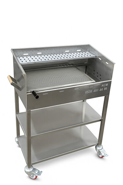 Kaan Coşkun Metal 40X75 ÇUBUK IZGARALI CİFT ARA RAFLI KROM MANGAL