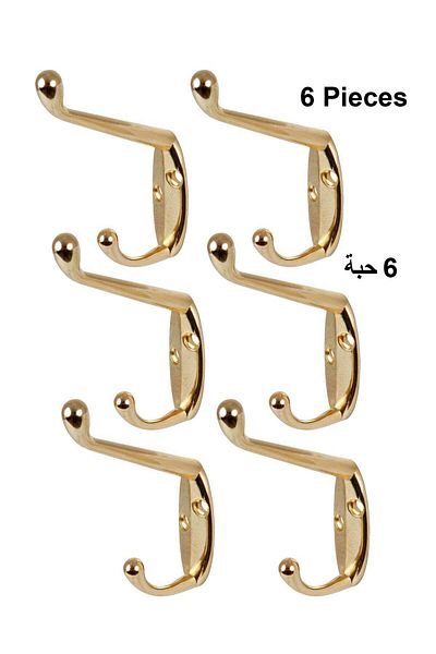 Generic خطافات تعليق قماش مزدوجة مكونة من 6 قطع