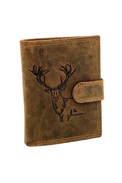 Micutz Men's Vertical Wallet Made of Genuine Leather, Compatible with Bulletin, Hunter Gold Edition