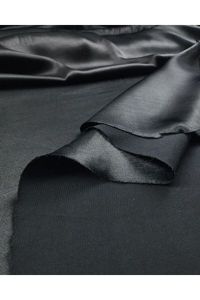 Kumaş Parça Satin Viscose in Black Color Width: 145 cm